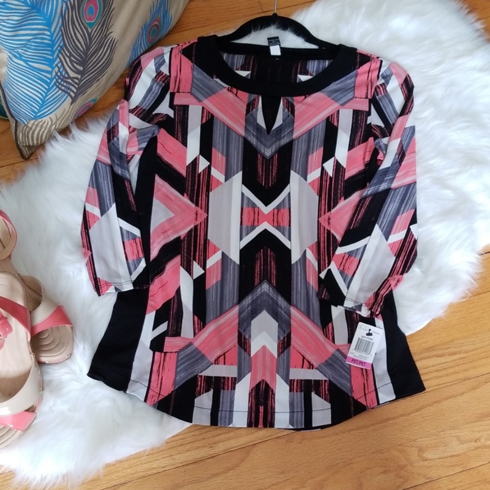 Alfani 3/4 Sleeve Sand Storm Blouse, Sz Petite